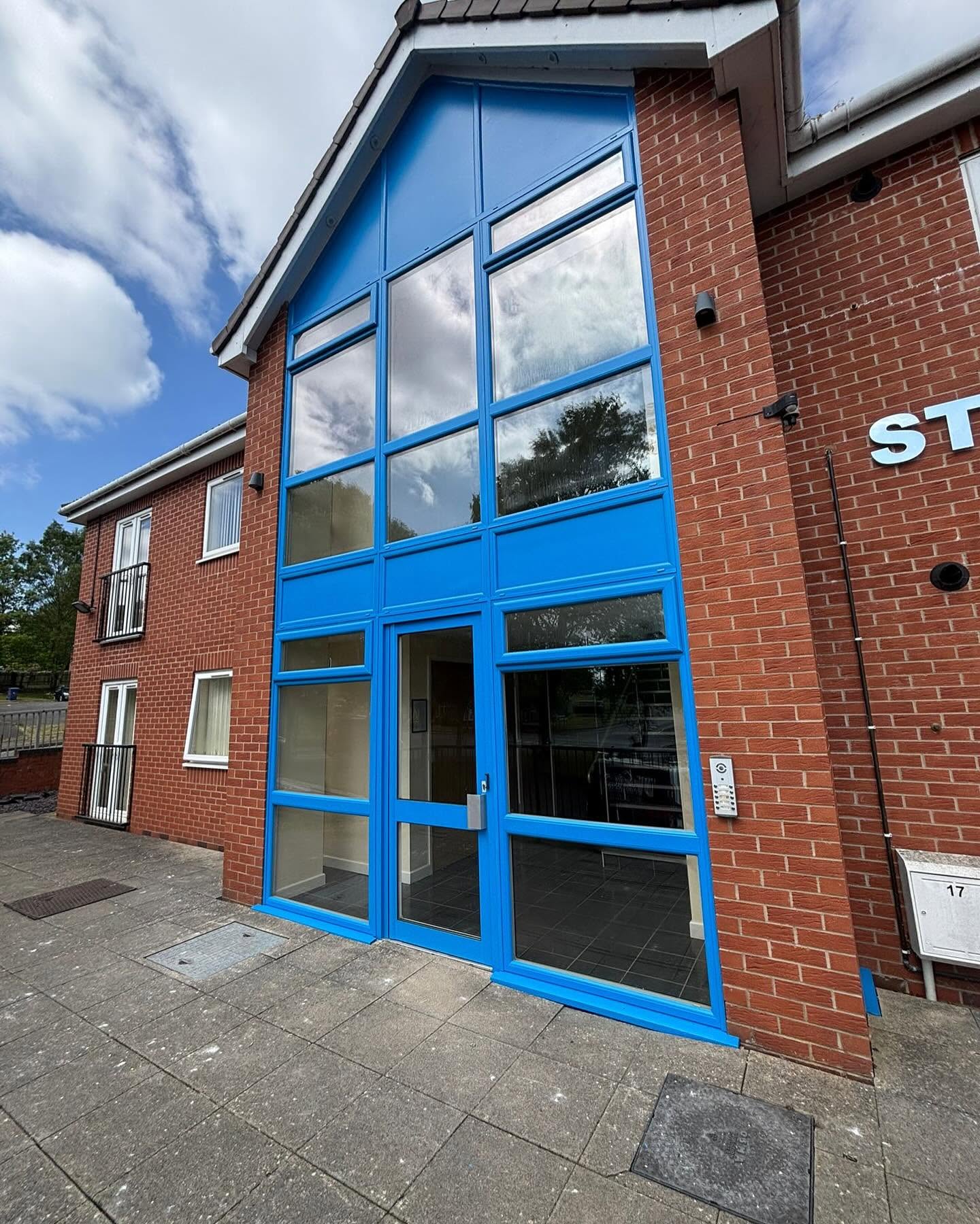 Commercial entrance after spraying