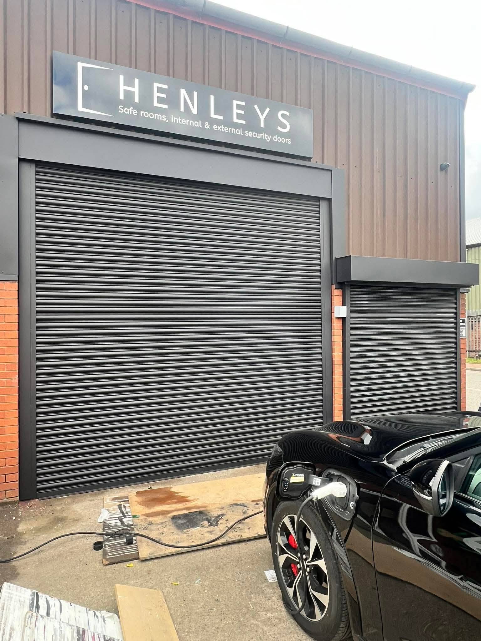 Commercial shutter after spraying