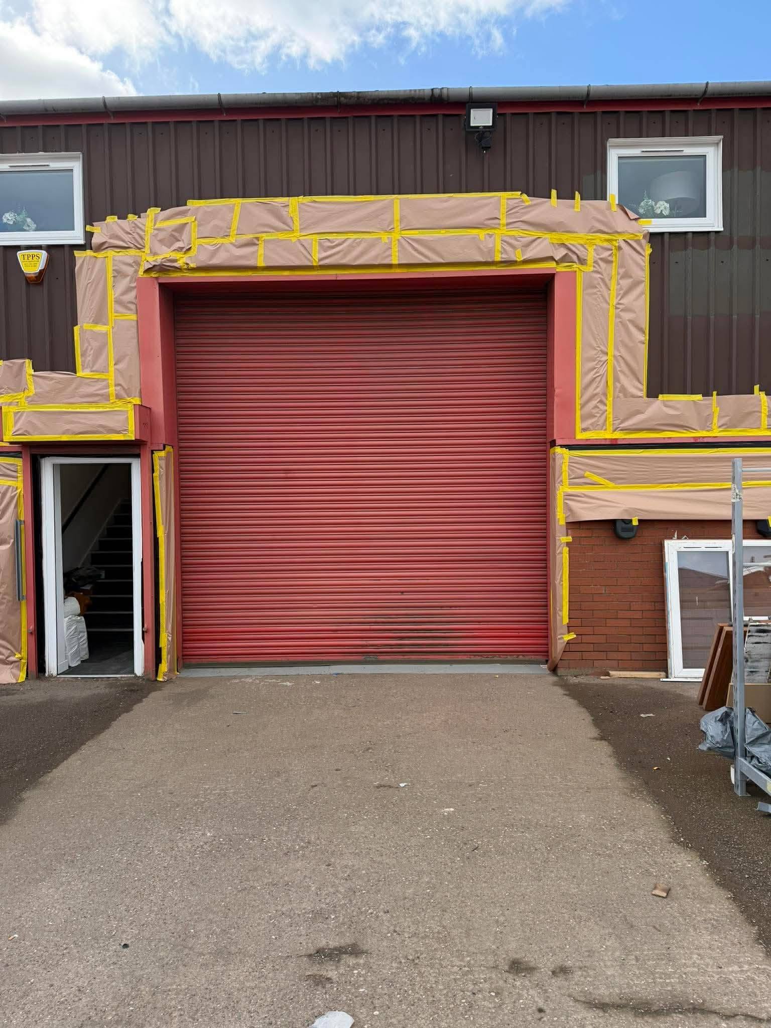 Commercial shutter before spraying